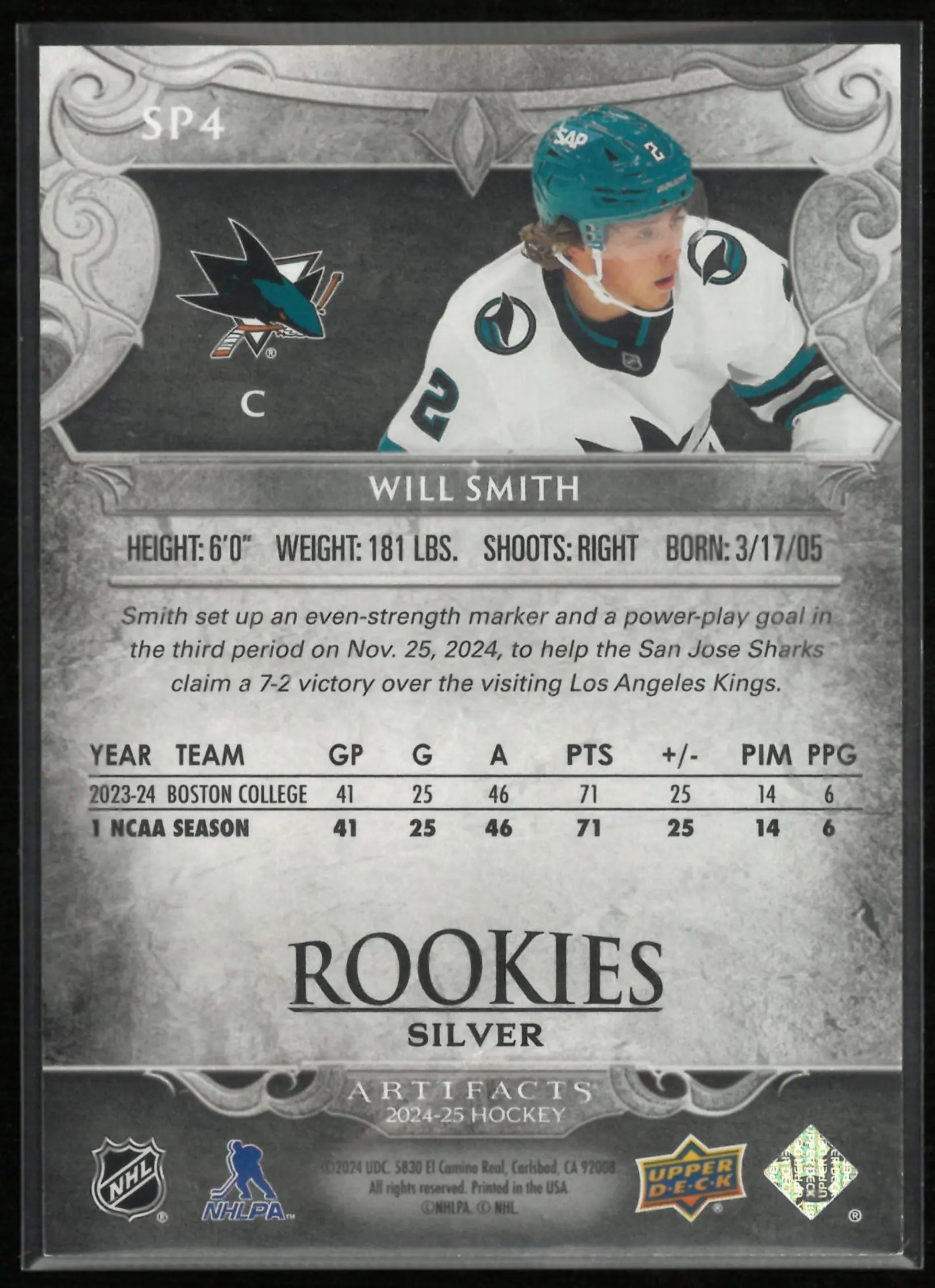 2024 Upper Deck Artifacts Rookies Silver Will Smith 125/199 