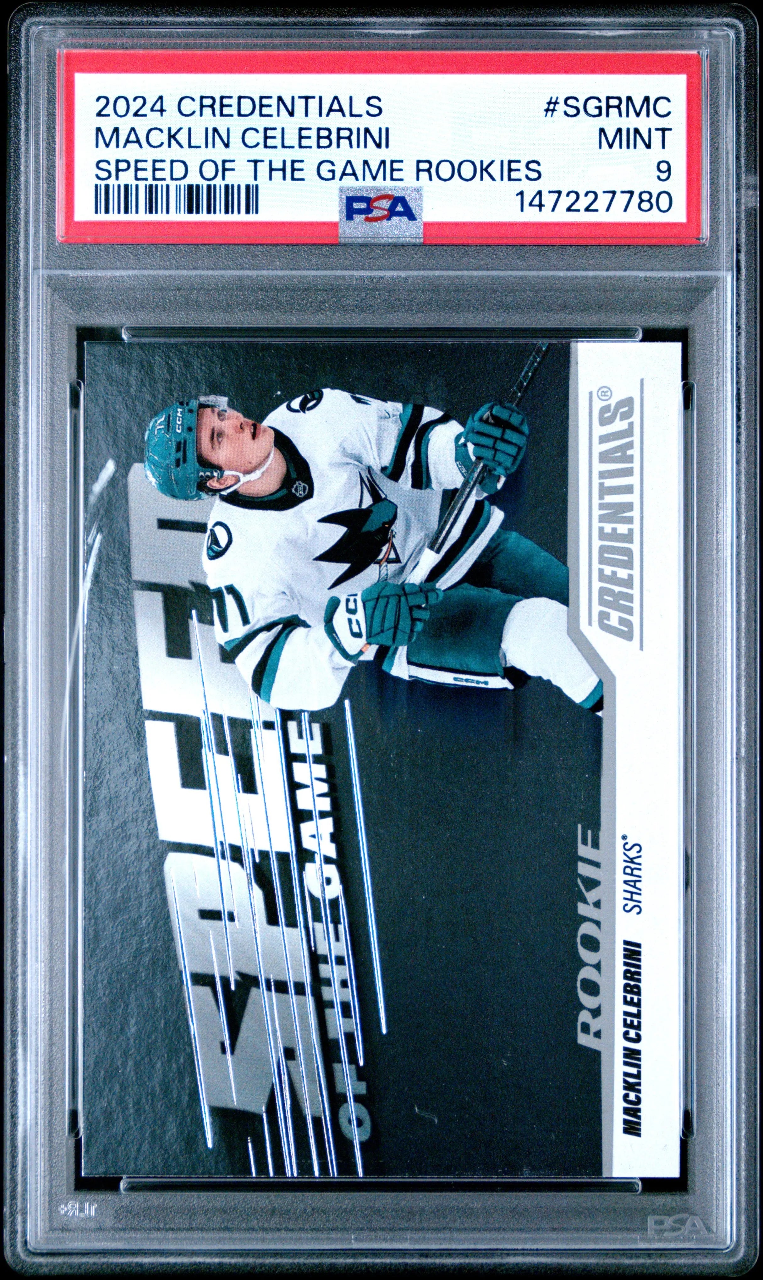 2024 Upper Deck Credentials Speed Of The Game Rookies Macklin Celebrini RC PSA 9 