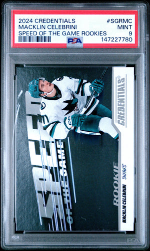 2024 Upper Deck Credentials Speed Of The Game Rookies Macklin Celebrini RC PSA 9 