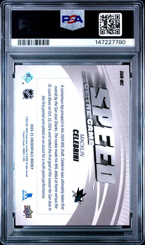 2024 Upper Deck Credentials Speed Of The Game Rookies Macklin Celebrini RC PSA 9 