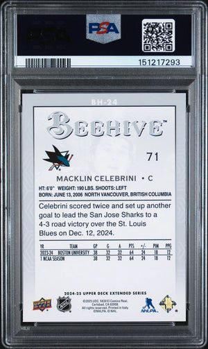 2024 Upper Deck Extended Series Beehive Macklin Celebrini #BH24 PSA 9 