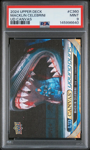 2024 Upper Deck Extended UD Canvas Young Guns Rookie Macklin Celebrini RC PSA 9 
