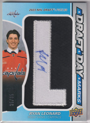 2024 Upper Deck Game Used Draft Day Marks Autograph Patch Ryan Leonard Auto /35 