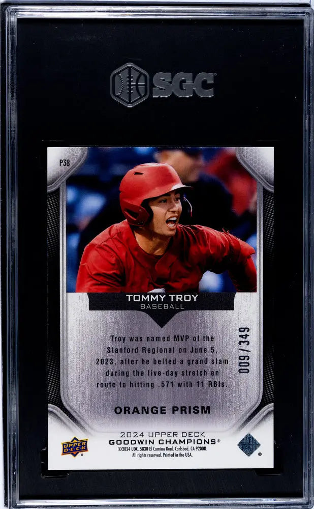 2024 Upper Deck Goodwin Champions Tommy Troy Platinum Orange Prism SGC 10 /349 