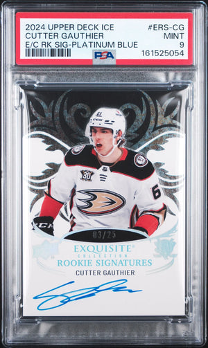 2024 Upper Deck Ice Exquisite Rookies Auto Cutter Gauthier Platinum Blue PSA 9 