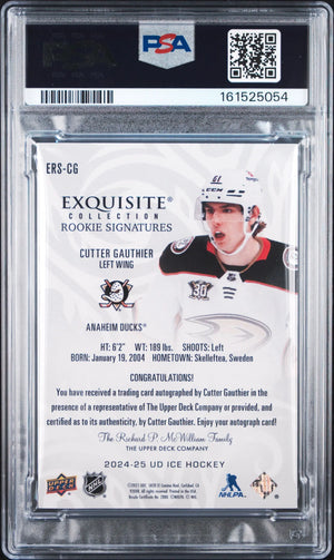2024 Upper Deck Ice Exquisite Rookies Auto Cutter Gauthier Platinum Blue PSA 9 