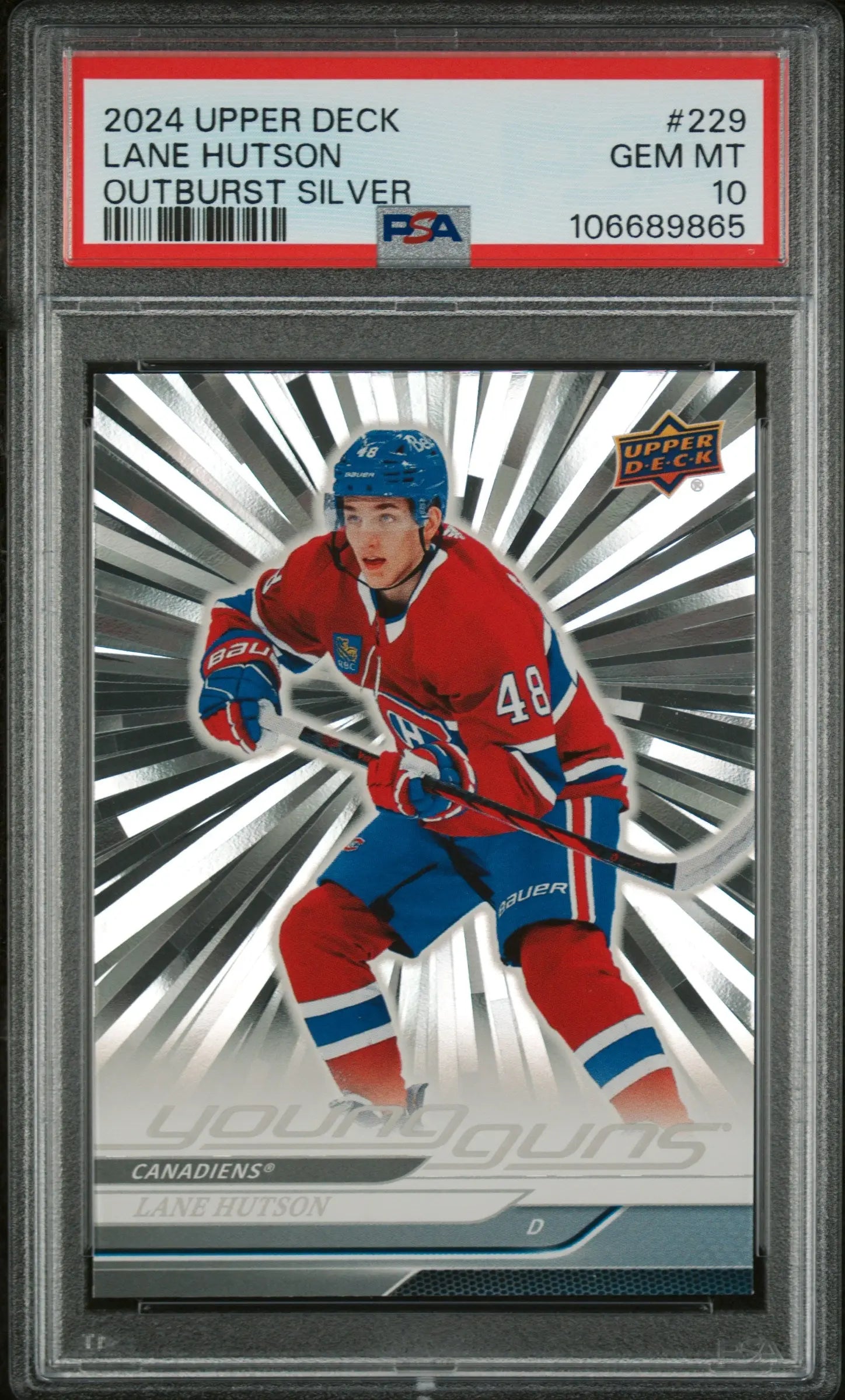2024 Upper Deck Lane Hutson #229 Outburst PSA 10 
