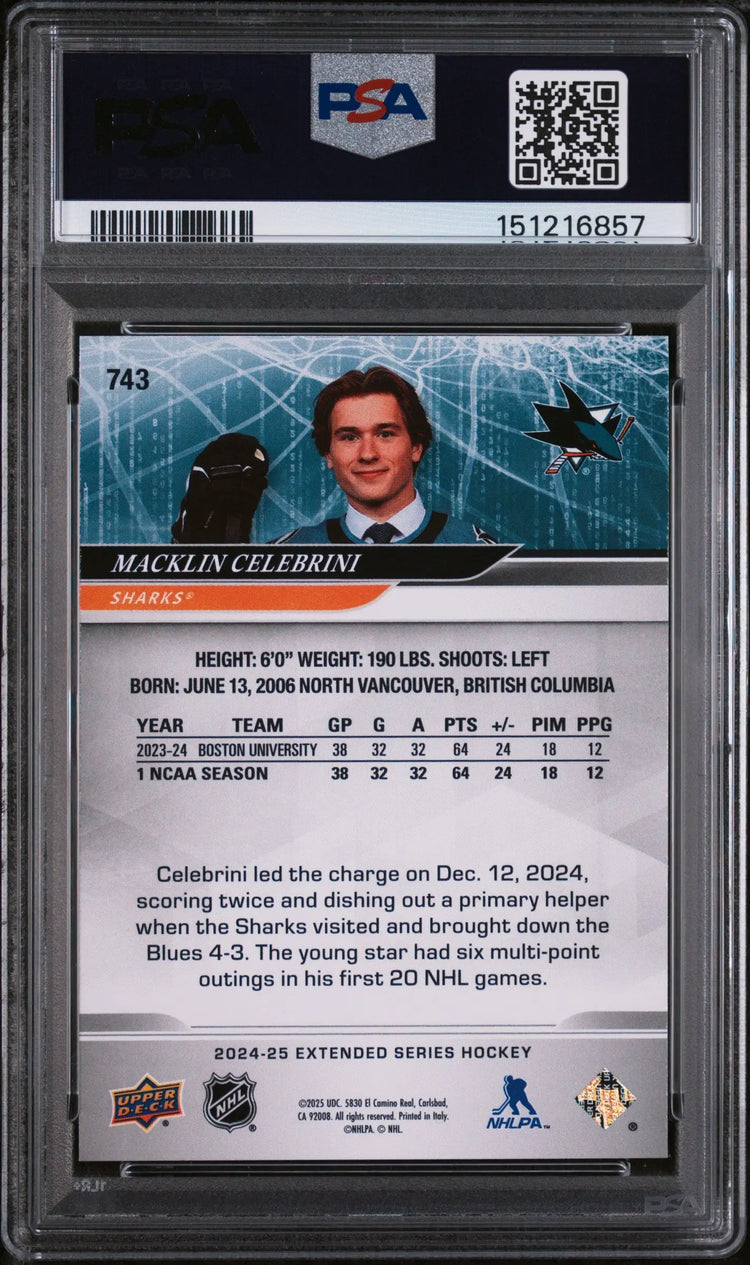 2024 Upper Deck Macklin Celebrini #743 PSA 9 