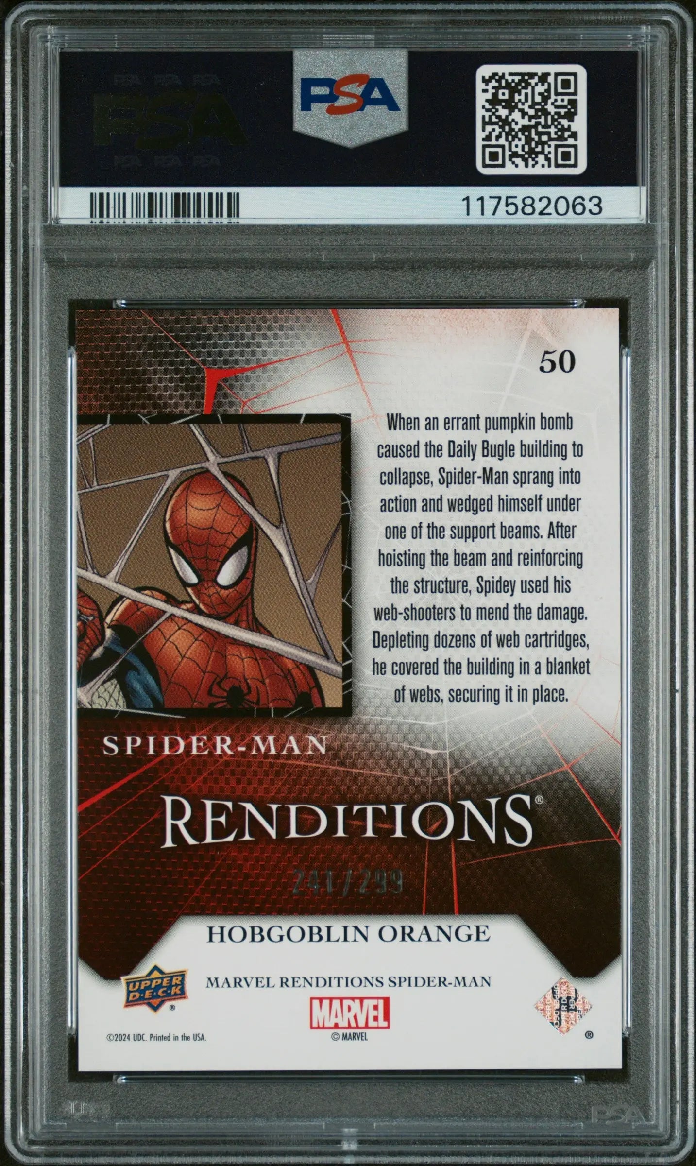2024 Upper Deck Marvel Renditions Spider-Man Hobgoblin Orange /299 PSA 10 