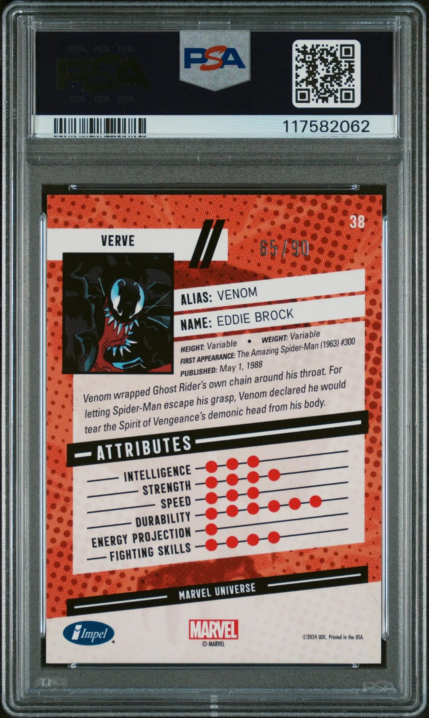 2024 Upper Deck Marvel Renditions Spider-Man Marvel Univ. Venom Impel /90 PSA 10 