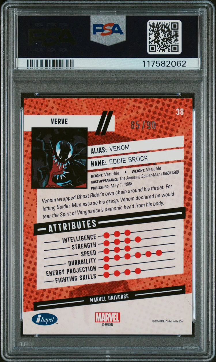 2024 Upper Deck Marvel Renditions Spider-Man Marvel Univ. Venom Impel /90 PSA 10 
