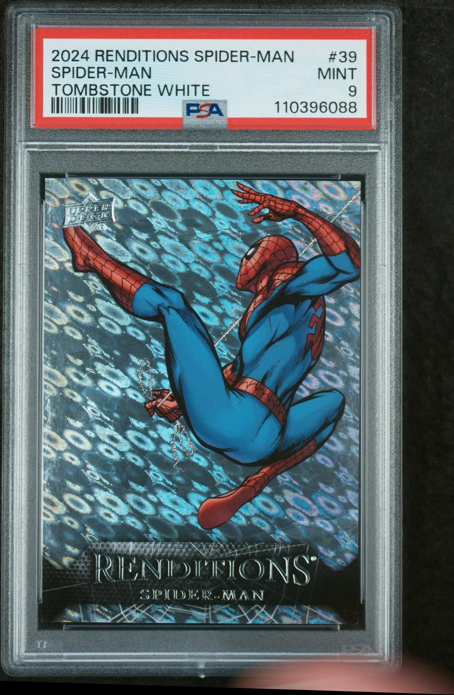 2024 Upper Deck Marvel Renditions Spider-Man Tombstone White /35 PSA 9 