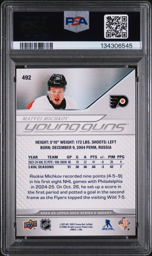 2024 Upper Deck  Matvei Michkov Young Guns RC Rookie #492 PSA 9 