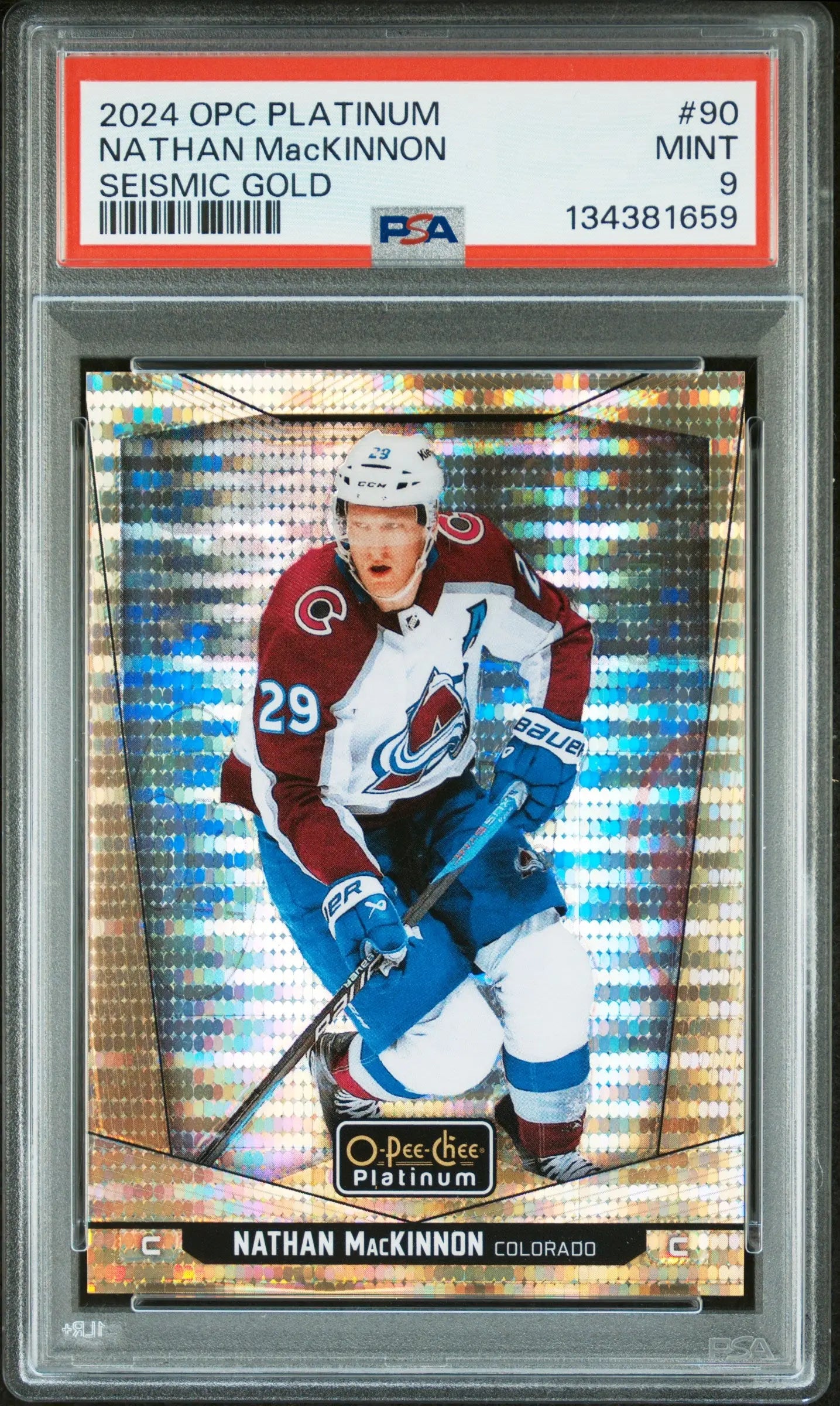 2024 Upper Deck O-Pee-Chee Platinum Nathan Mackinnon Seismic Gold /50 PSA 9 