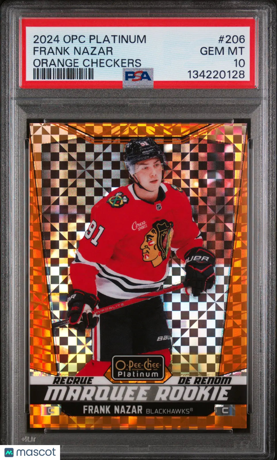 2024 Upper Deck O-Pee-Chee Platinum RC Frank Nazar #206 Orange Checkers PSA 10 