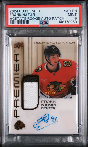 2024 Upper Deck Premier Acetate Rookie Autograph Patch Frank Nazar  /99 RC PSA 9 