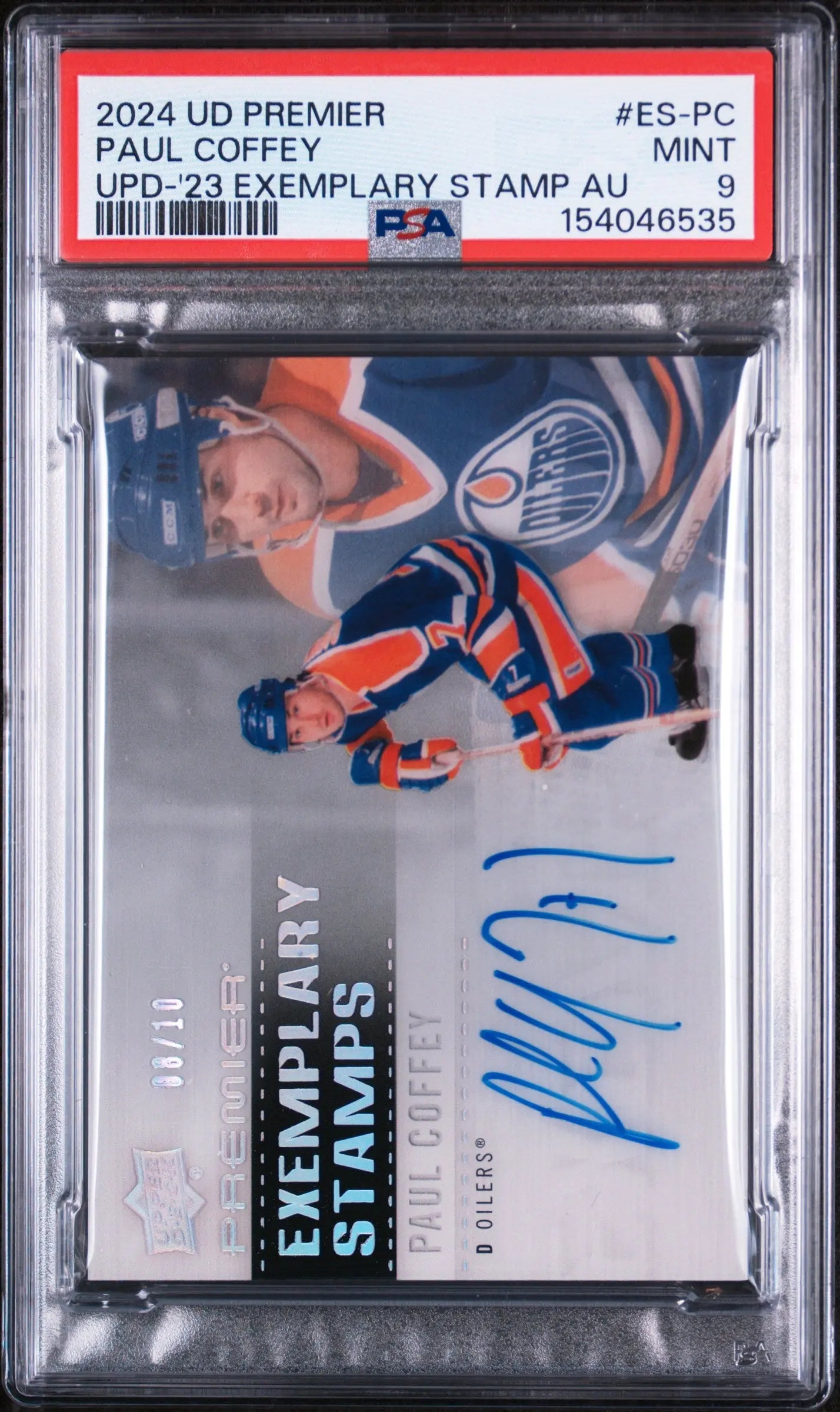 2024 Upper Deck Premier Exemplary Stamps Autograph Paul Coffey Auto PSA 9 