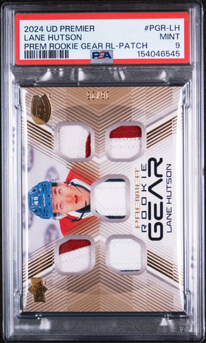 2024 Upper Deck Premier Premier Rookie Patch Lane Hutson Gold /25 PSA 9 