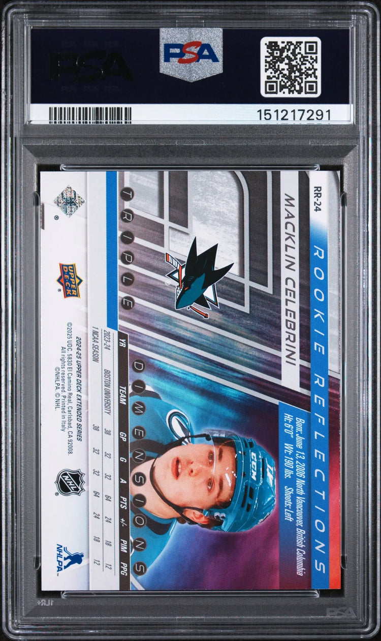 2024 Upper Deck Rookie Reflections Macklin Celebrini RC PSA 9 