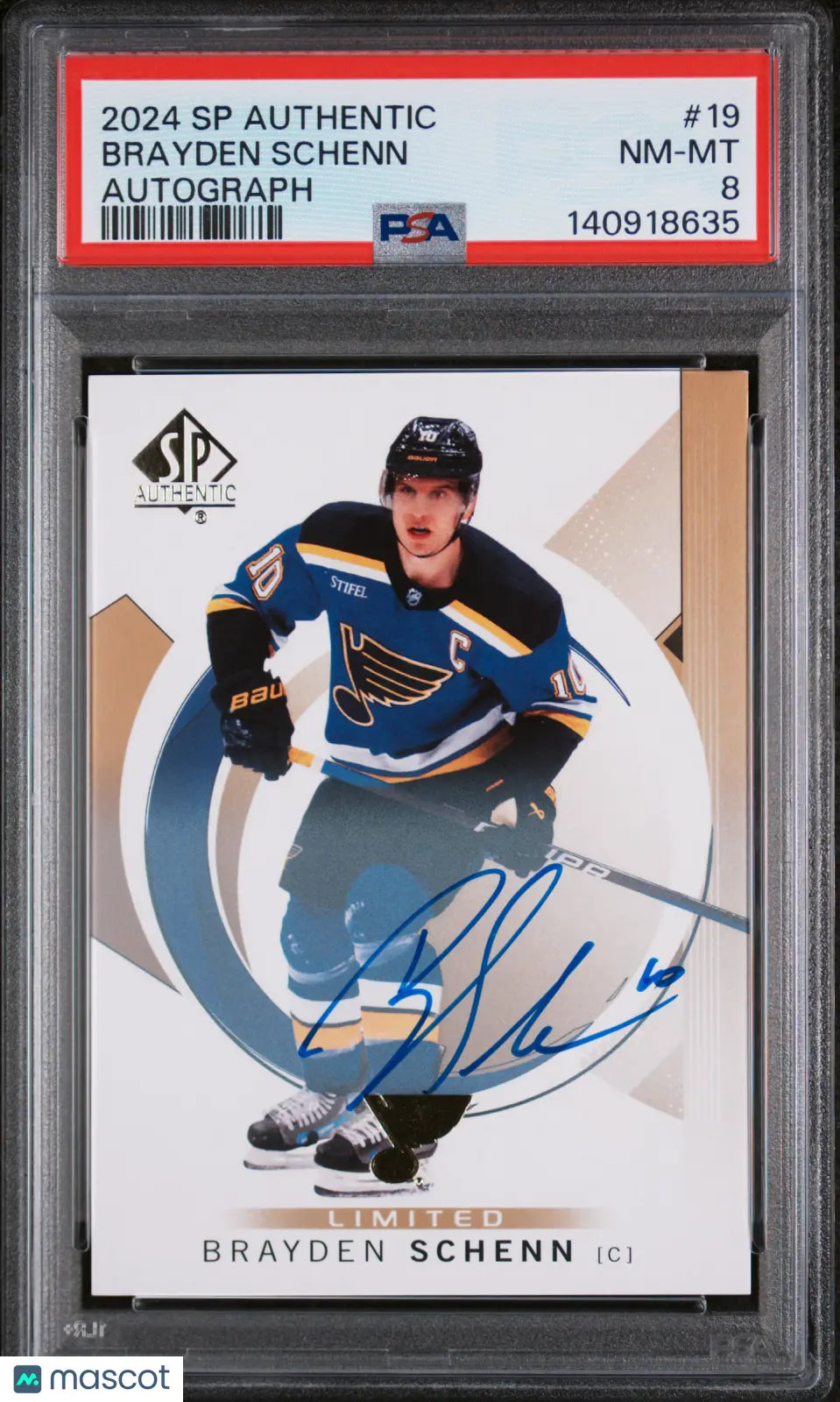2024 Upper Deck SP Authentic Brayden Schenn #19 Autograph PSA 8 