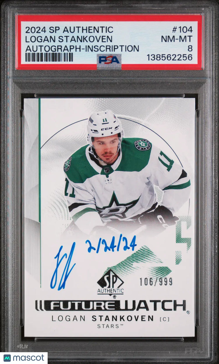2024 Upper Deck SP Authentic Logan Stankoven Autograph Inscription PSA 8 /999 