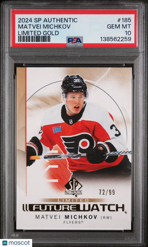 2024 Upper Deck SP Authentic Matvei Michkov #185 Limited Gold /99 PSA 10 