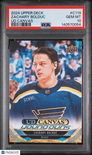 2024 Upper Deck  Series 1 Canvas Young Guns Rookie Zachary Bolduc RC PSA 10 