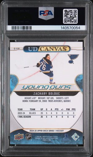 2024 Upper Deck  Series 1 Canvas Young Guns Rookie Zachary Bolduc RC PSA 10 