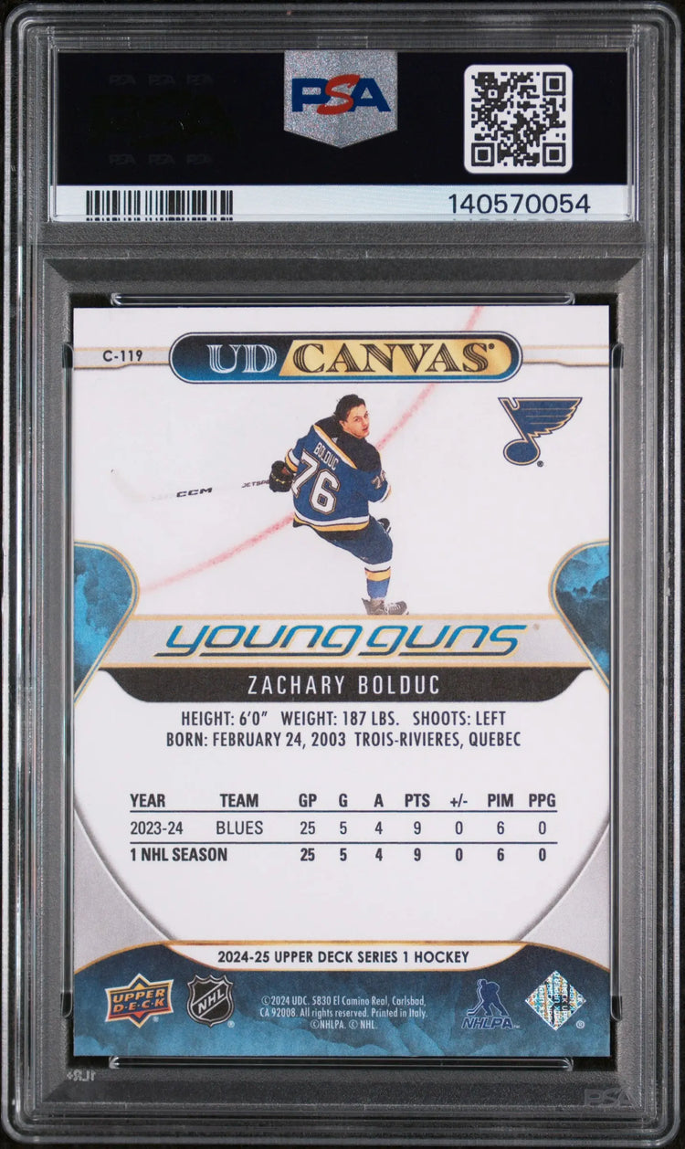 2024 Upper Deck  Series 1 Canvas Young Guns Rookie Zachary Bolduc RC PSA 10 