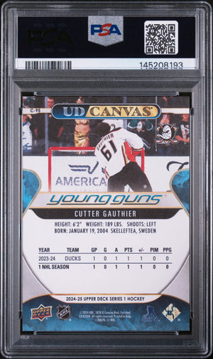 2024 Upper Deck Series 1 UD Canvas Young Guns Rookie Cutter Gauthier RC PSA 10 