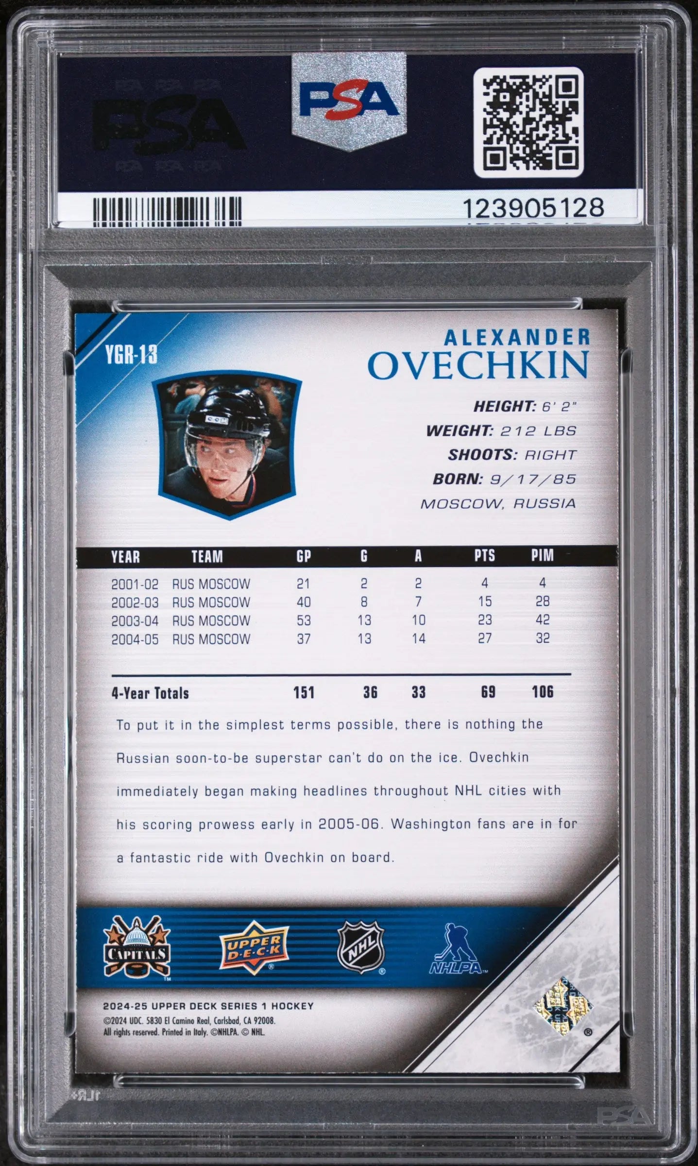 2024 Upper Deck Series 1 Young Guns Renewed Alexander Ovechkin PSA 10 