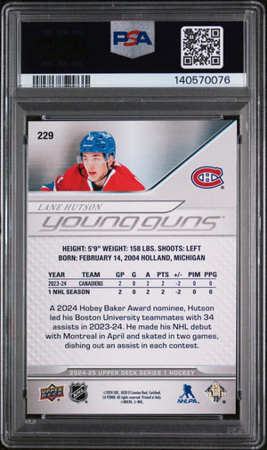 2024 Upper Deck Series 1 Young Guns Rookie Lane Hutson RC PSA 10 