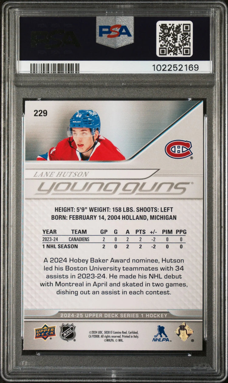 2024 Upper Deck Series 1 Young Guns Rookie Lane Hutson RC PSA 10 