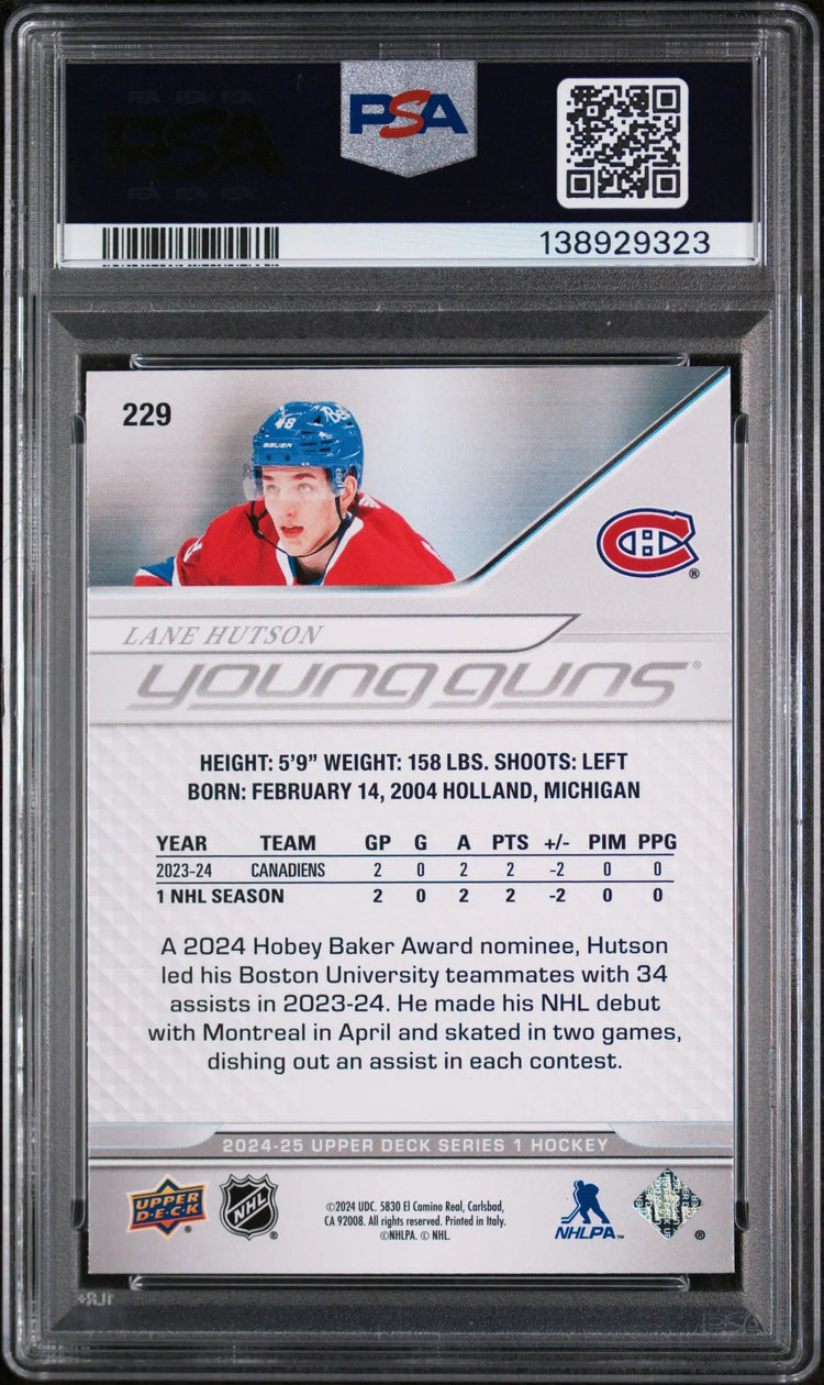 2024 Upper Deck Series 1 Young Guns Rookie Lane Hutson RC PSA 9 