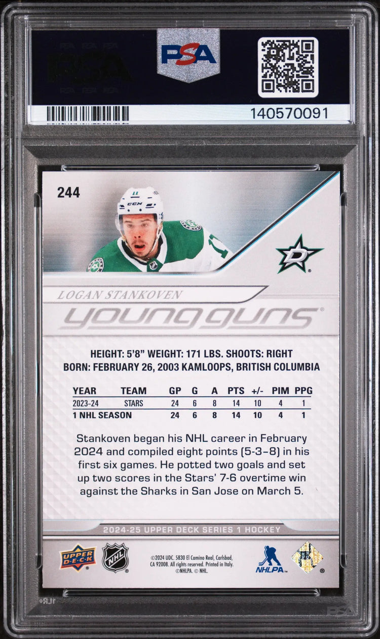 2024 Upper Deck Series 1 Young Guns Rookie Logan Stankoven RC PSA 8 