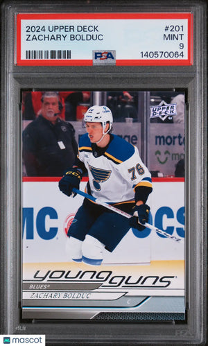 2024 Upper Deck Series 1 Young Guns Rookie Zachary Bolduc RC PSA 9 