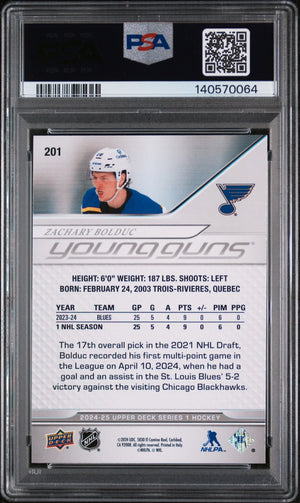 2024 Upper Deck Series 1 Young Guns Rookie Zachary Bolduc RC PSA 9 