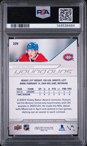 2024 Upper Deck Series 1 Young Guns Rookies Lane Hutson RC PSA 9 
