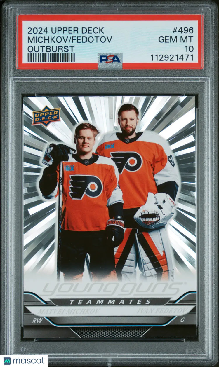 2024 Upper Deck Series 2 Fedotov Michkov Young Guns Teammates Outburst RC PSA 10 