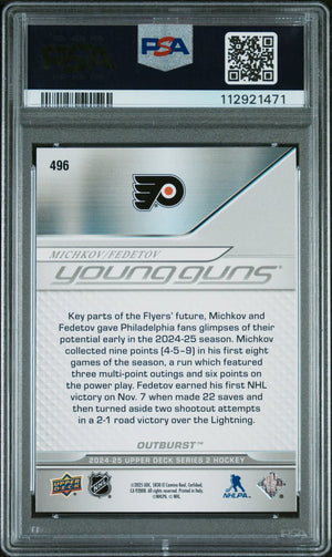 2024 Upper Deck Series 2 Fedotov Michkov Young Guns Teammates Outburst RC PSA 10 