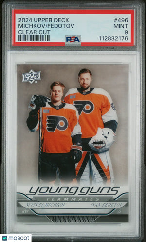 2024 Upper Deck Series 2 Fedotov Michkov Young Guns Teammates RC Clear Cut PSA 9 