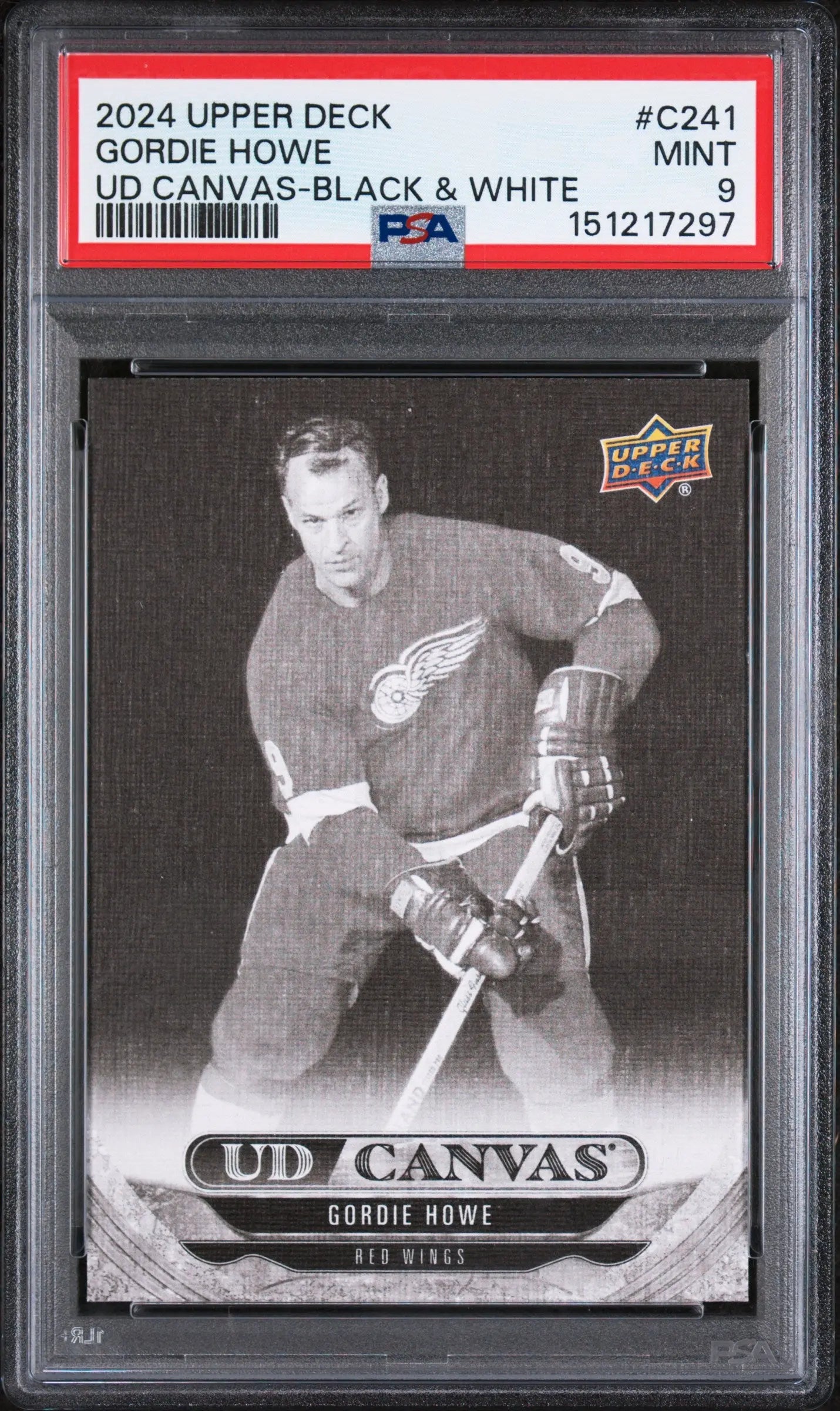 2024 Upper Deck Series 2 UD Canvas Gordie Howe Black & White PSA 9 