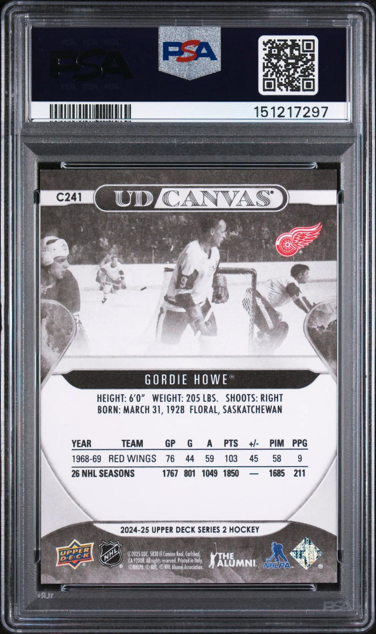 2024 Upper Deck Series 2 UD Canvas Gordie Howe Black & White PSA 9 