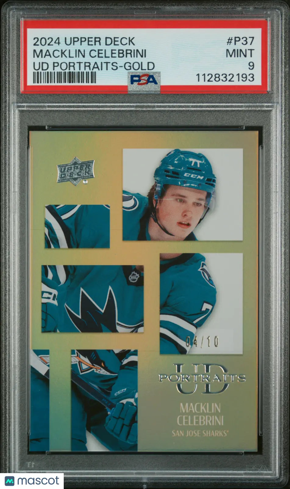 2024 Upper Deck Series 2 UD Portraits Macklin Celebrini  RC Gold PSA 9 /10 