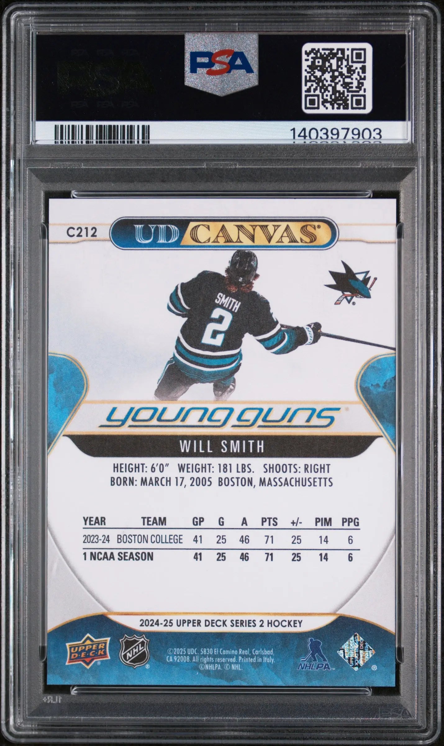2024 Upper Deck Series 2 UD Young Guns Canvas RC Rookie Will Smith PSA 10 