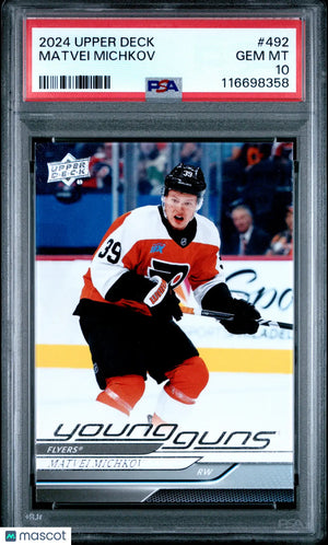 2024 Upper Deck Series 2 Young Guns Matvei Michkov #492 PSA 10 