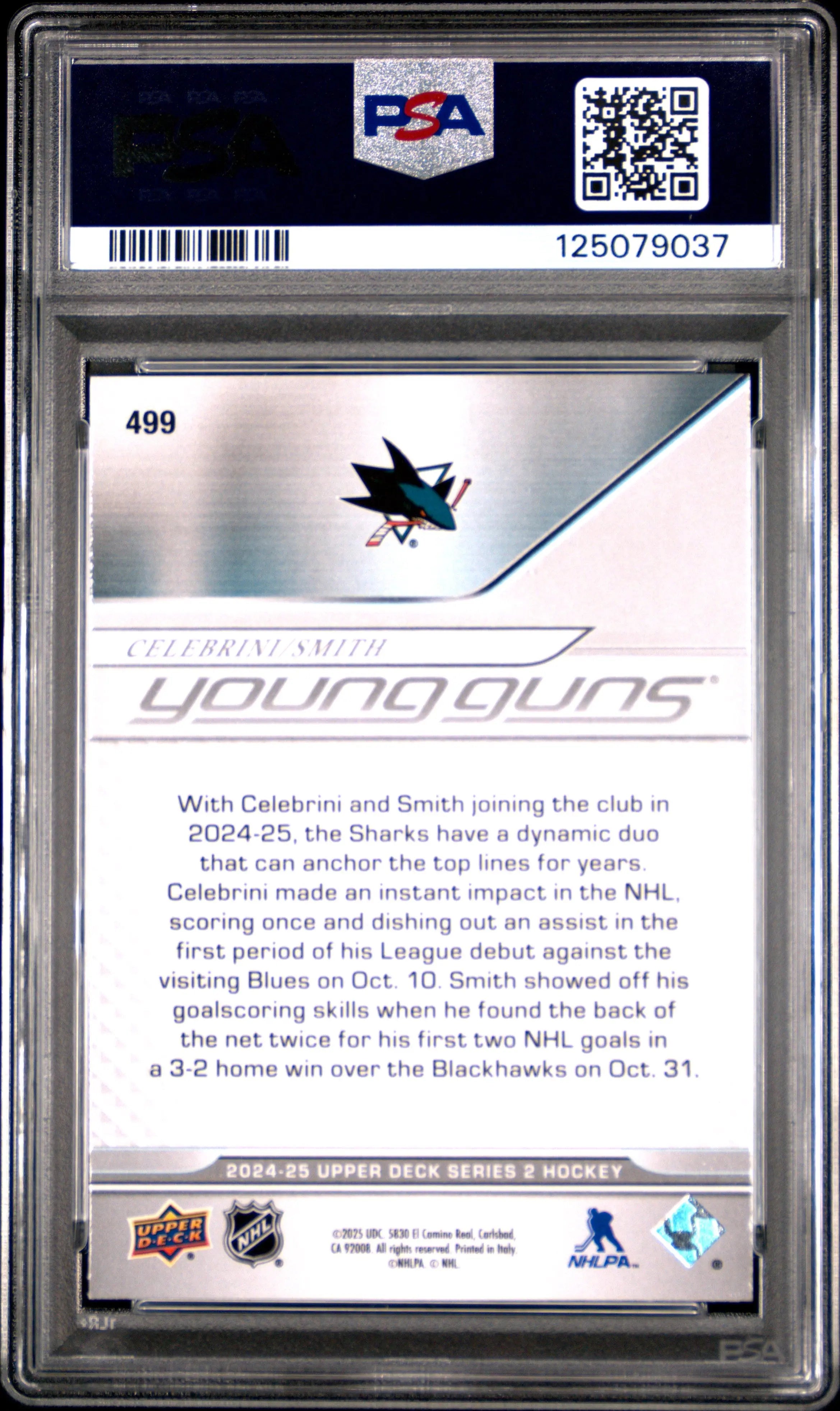 2024 Upper Deck Series 2 Young Guns Rookie Celebrini/Smith RC PSA 9 