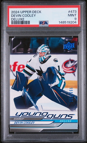 2024 Upper Deck Series 2 Young Guns Rookie Devin Cooley Deluxe /250 RC PSA 9 