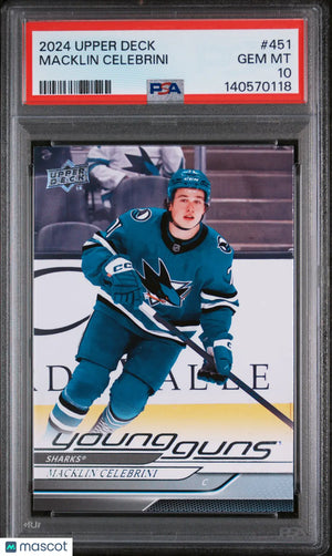 2024 Upper Deck Series 2 Young Guns Rookie Macklin Celebrini RC PSA 10 