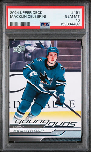 2024 Upper Deck Series 2 Young Guns Rookie Macklin Celebrini RC PSA 10 